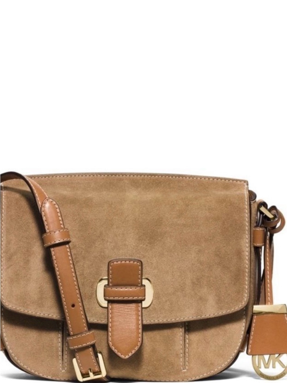 Michael Kors Romy Tan Suede Crossbody Bag